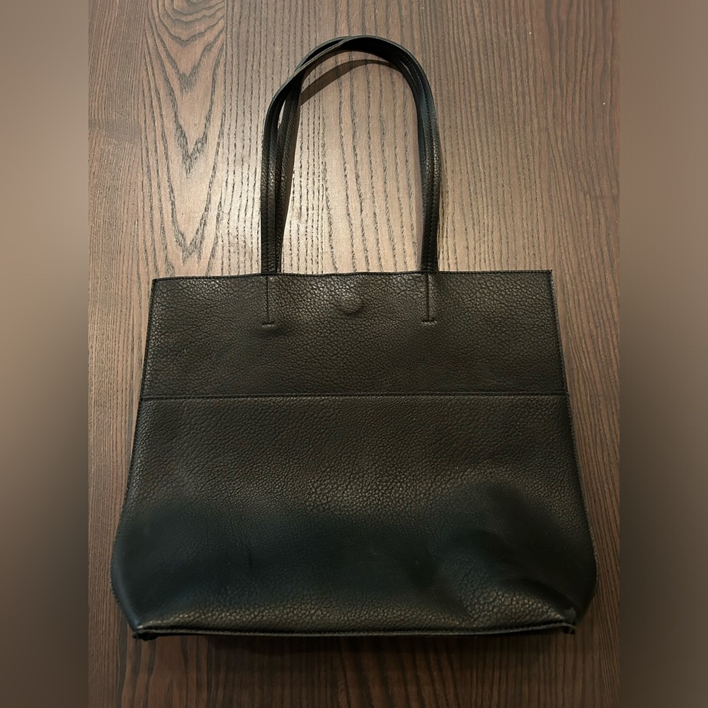 Black Pebble Leather Tote Purse